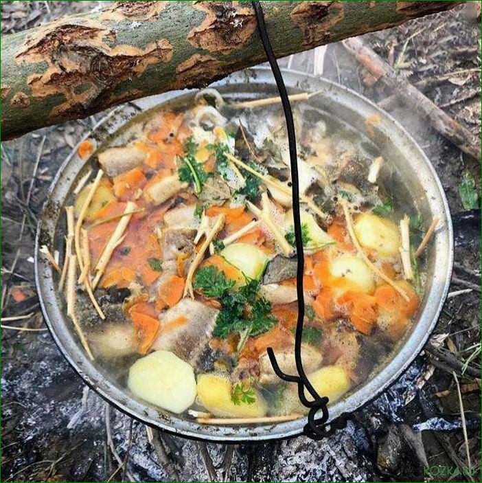 (приготовление, вкусной, рыбной, открытом, огне) Приготовление вкусной рыбной ухи на открытом огне