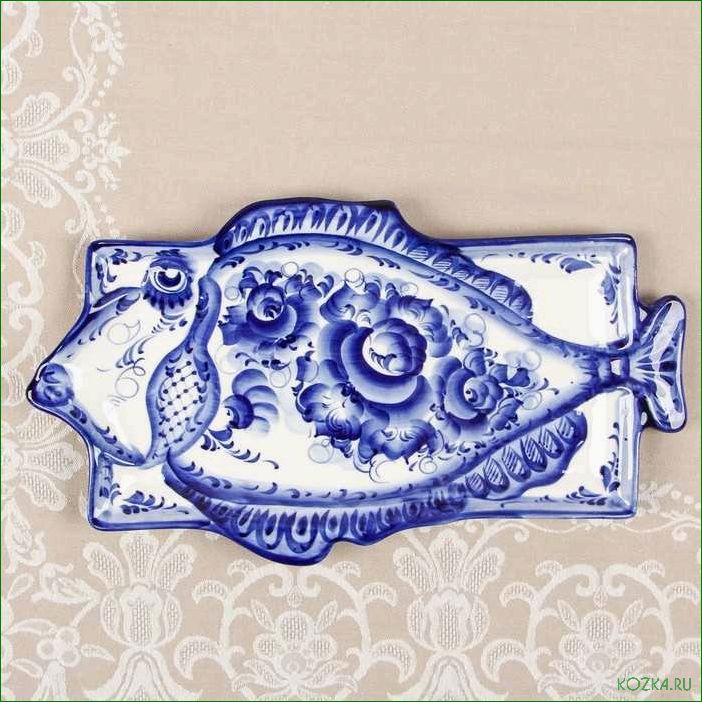 Гжель блюдо для рыбы